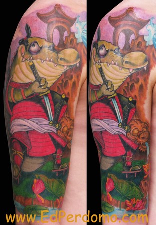 Tattoos - Ed Perdomo - traditional japanese crocodile